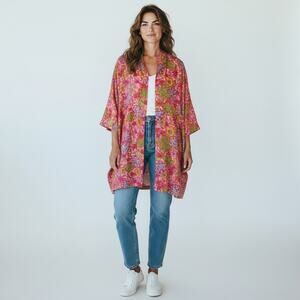 VTG 1960s Sirena Bullocks Wilshire Playdeck Floral Duster Cover Up Old Money